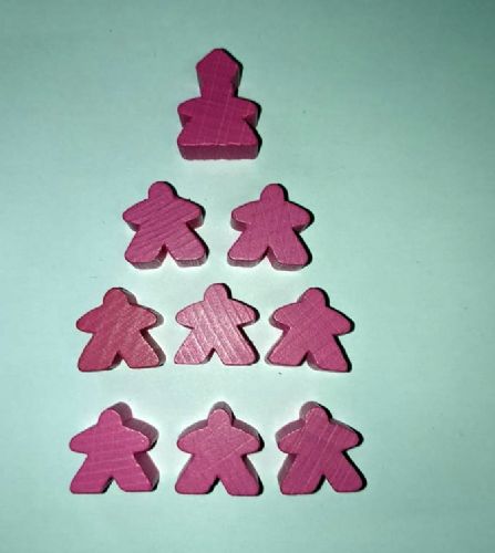 Pink Carcassonne Extra Player Set 8 meeples and an Abbot